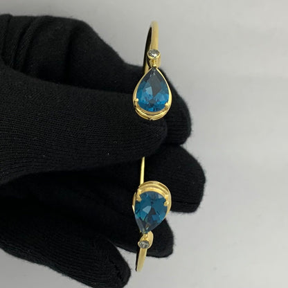 18K Gold Plated Pear Cut Gemstone with CZ Bangle Bracelet for Women TGB1003 BM-1051