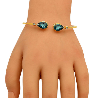 18K Gold Over Brass Pear Cut Gemstone with CZ Bangle Bracelet for Women TGB1003 BM-1051