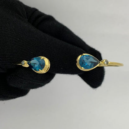 18K Gold Plated Pear Cut Gemstone with CZ Bangle Bracelet for Women TGB1003 BM-1051