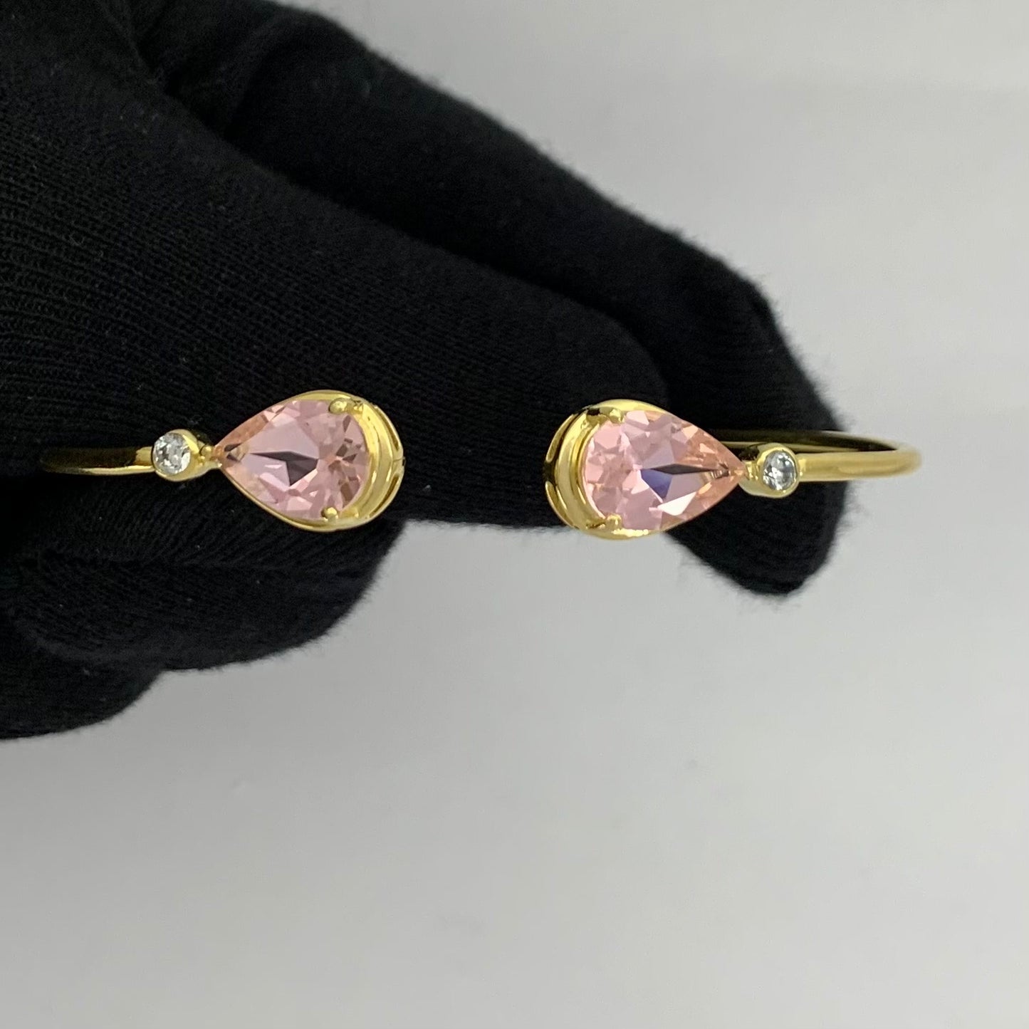 18K Gold Plated Pear Cut Gemstone with CZ Bangle Bracelet for Women TGB1003 BM-1051