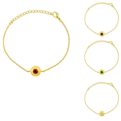 18K Gold Plated Bezel Set Gemstone Chain Bracelet Jewelry for Women TGB1005 BM-1054