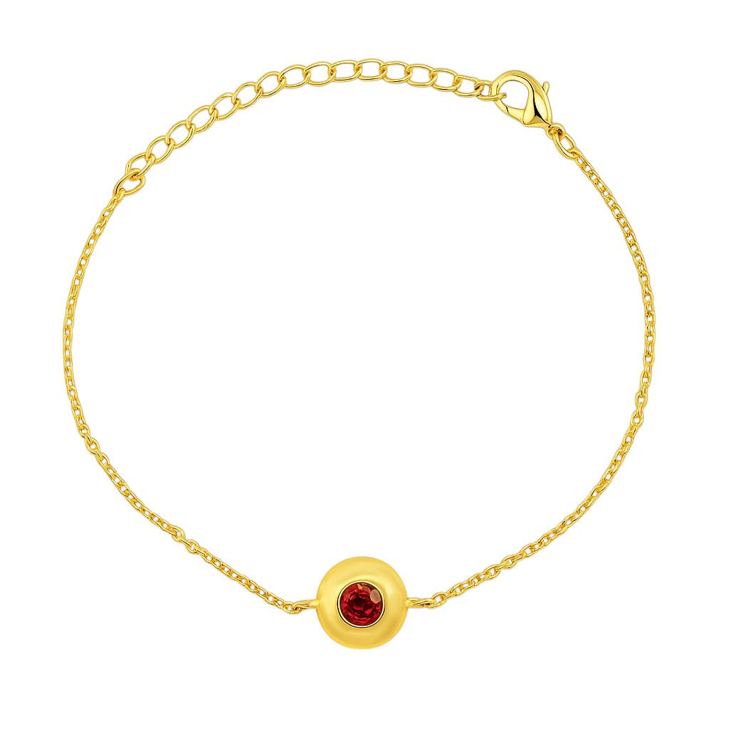 18K Gold Plated Bezel Set Gemstone Chain Bracelet Jewelry for Women TGB1005 BM-1054