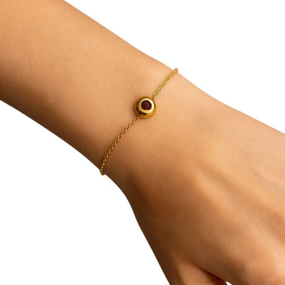 18K Gold Plated Bezel Set Gemstone Chain Bracelet Jewelry for Women TGB1005 BM-1054