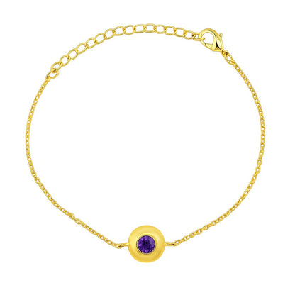 18K Gold Plated Bezel Set Gemstone Chain Bracelet Jewelry for Women TGB1005 BM-1054