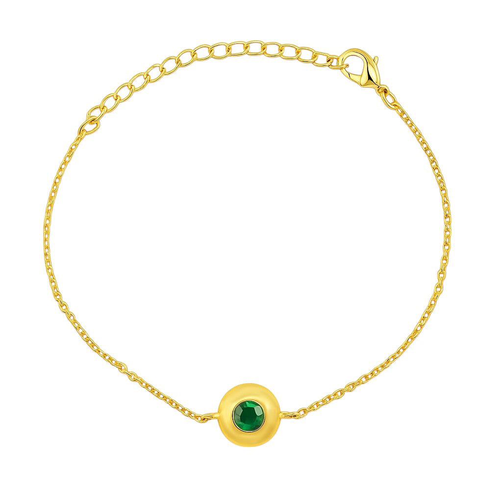 18K Gold Plated Bezel Set Gemstone Chain Bracelet Jewelry for Women TGB1005 BM-1054