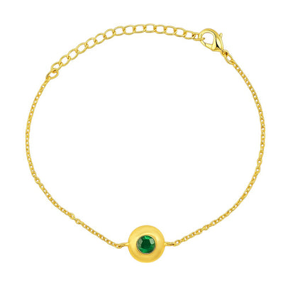 18K Gold Plated Bezel Set Gemstone Chain Bracelet Jewelry for Women TGB1005 BM-1054