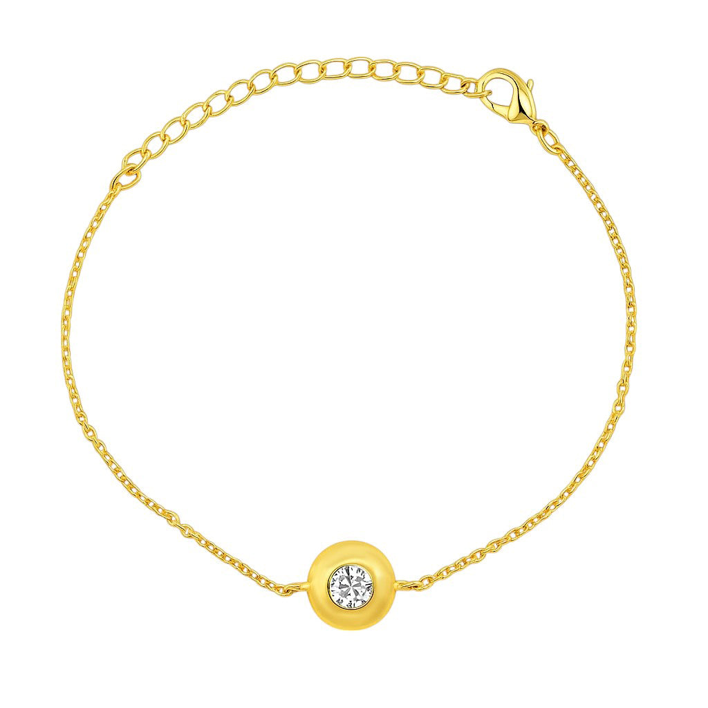 18K Gold Plated Bezel Set Gemstone Chain Bracelet Jewelry for Women TGB1005 BM-1054