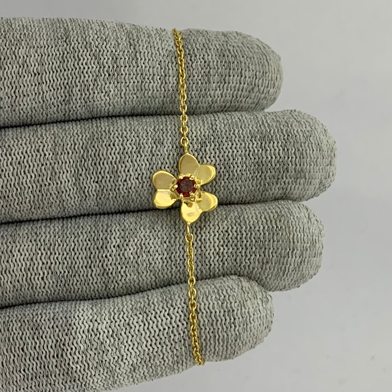 18K Gold Plated Flower Design Gemstone Chain Bracelet for Women TGB1006 BM-1053