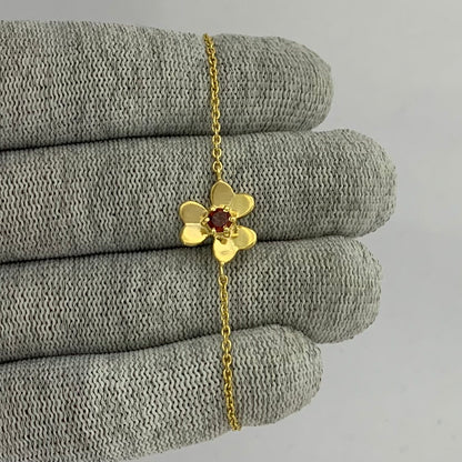 18K Gold Plated Flower Design Gemstone Chain Bracelet for Women TGB1006 BM-1053
