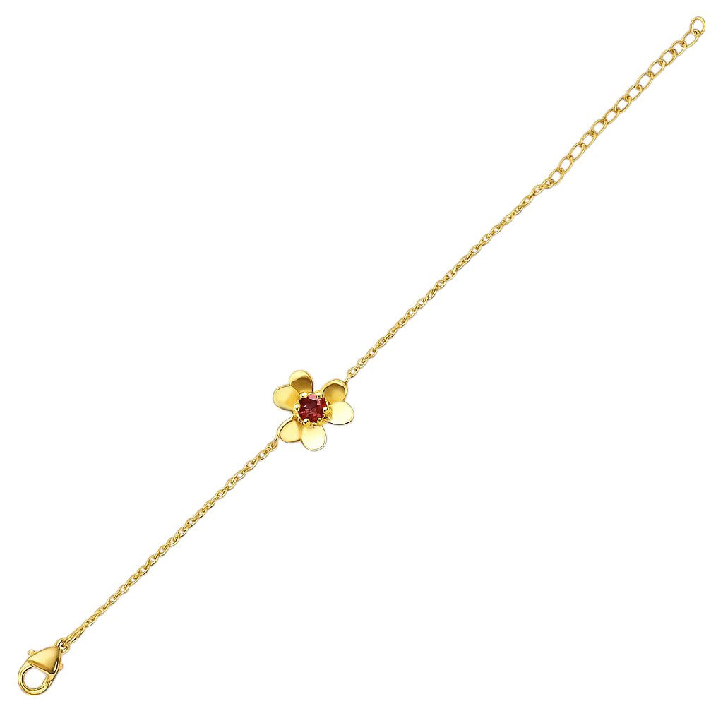 18K Gold Over Brass Flower Design Gemstone Chain Bracelet for Women TGB1006 BM-1053