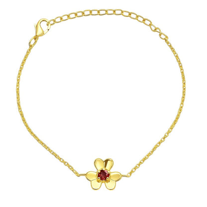 18K Gold Over Brass Flower Design Gemstone Chain Bracelet for Women TGB1006 BM-1053