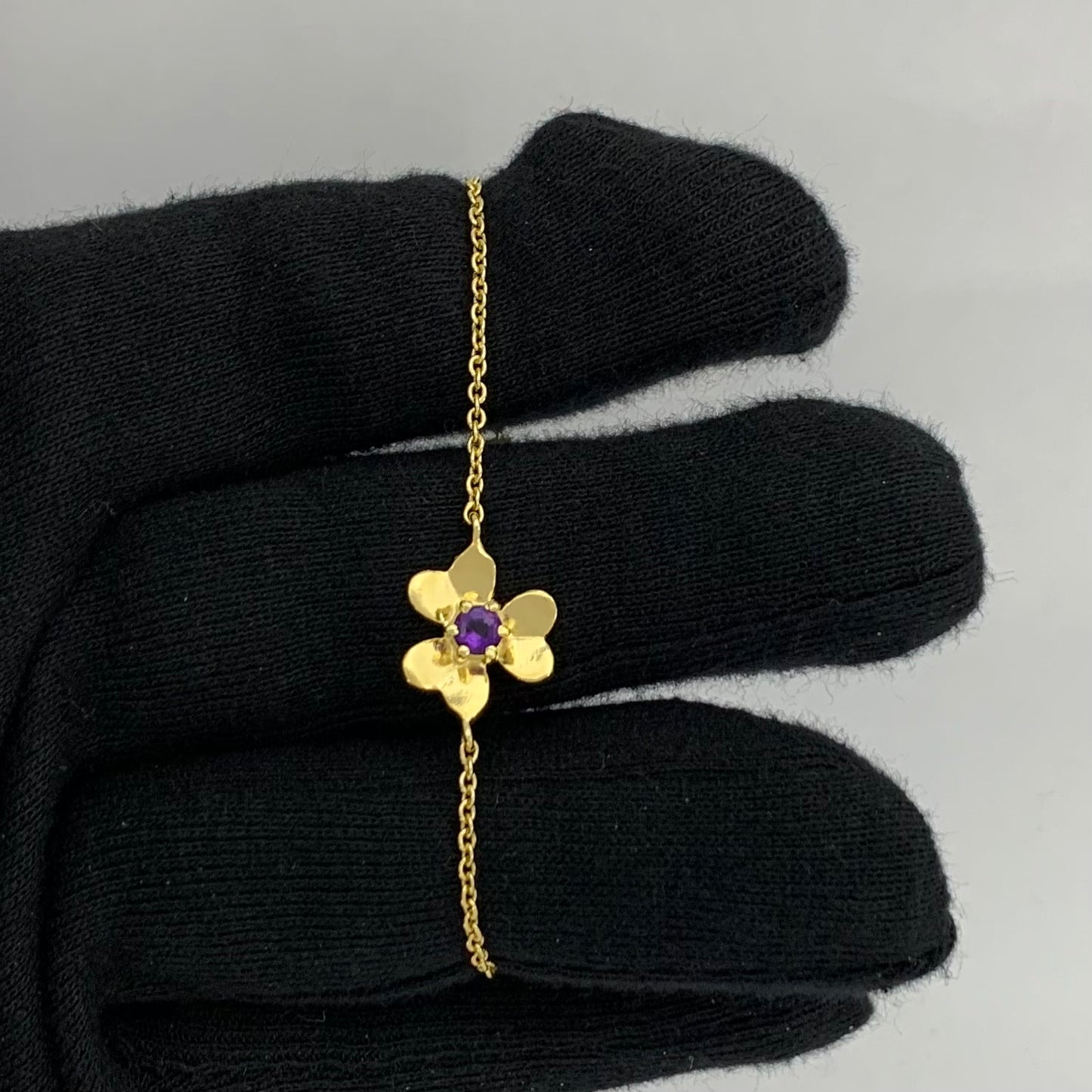 18K Gold Plated Flower Design Gemstone Chain Bracelet for Women TGB1006 BM-1053