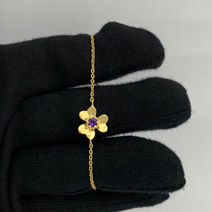 18K Gold Plated Flower Design Gemstone Chain Bracelet for Women TGB1006 BM-1053