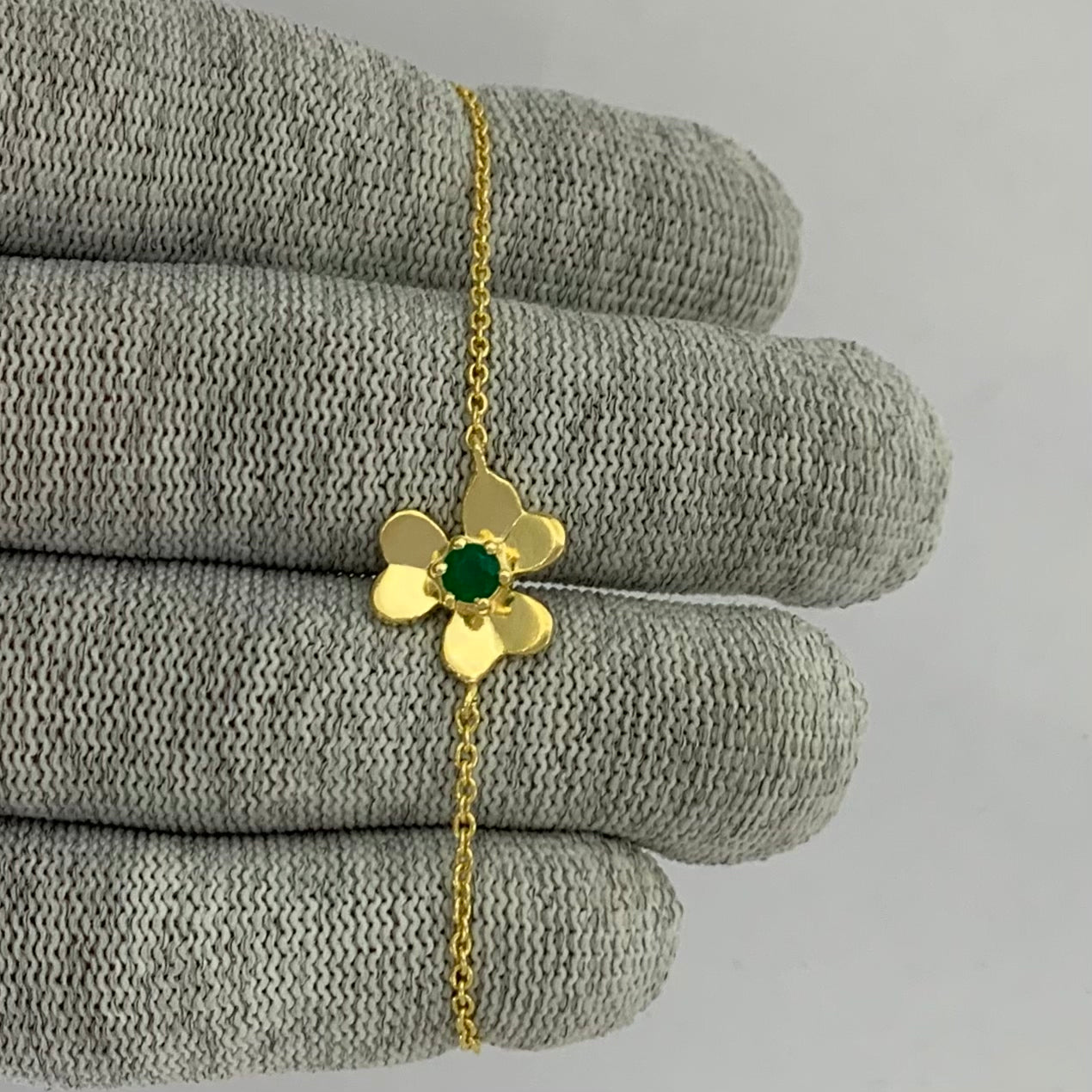 18K Gold Plated Flower Design Gemstone Chain Bracelet for Women TGB1006 BM-1053