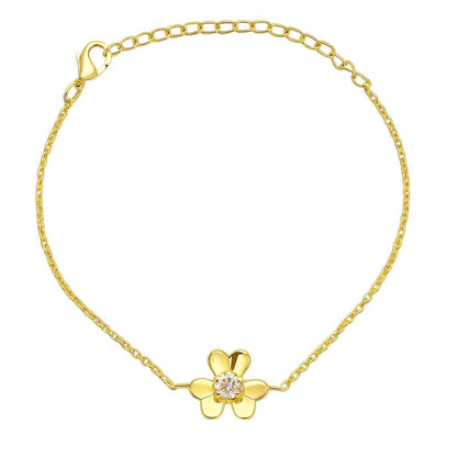 18K Gold Over Brass Flower Design Gemstone Chain Bracelet for Women TGB1006 BM-1053