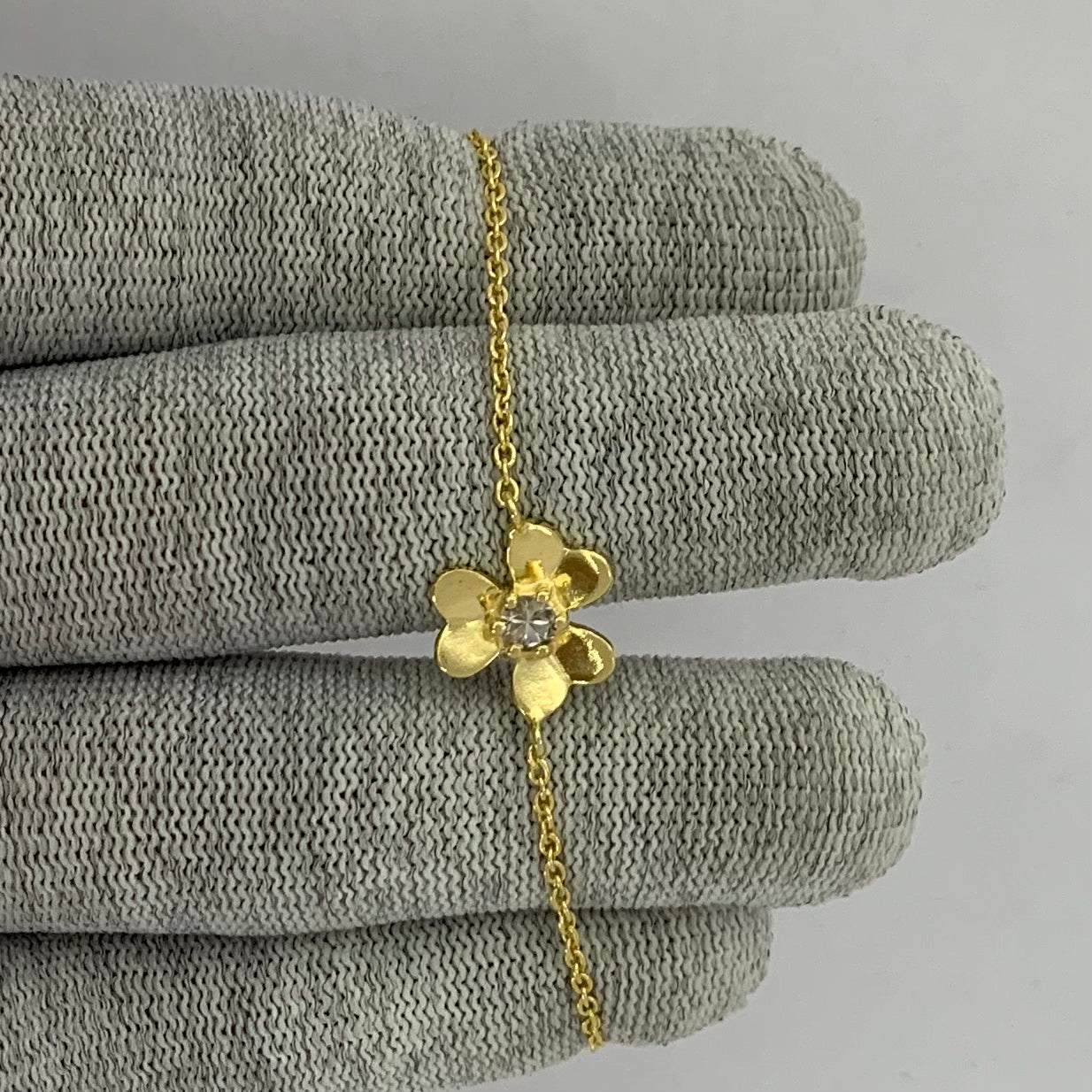 18K Gold Plated Flower Design Gemstone Chain Bracelet for Women TGB1006 BM-1053