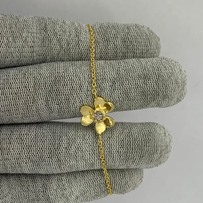18K Gold Plated Flower Design Gemstone Chain Bracelet for Women TGB1006 BM-1053