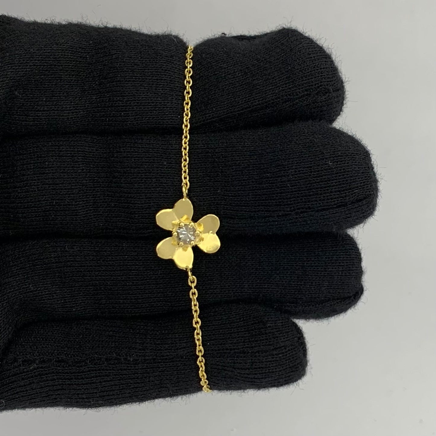 18K Gold Plated Flower Design Gemstone Chain Bracelet for Women TGB1006 BM-1053