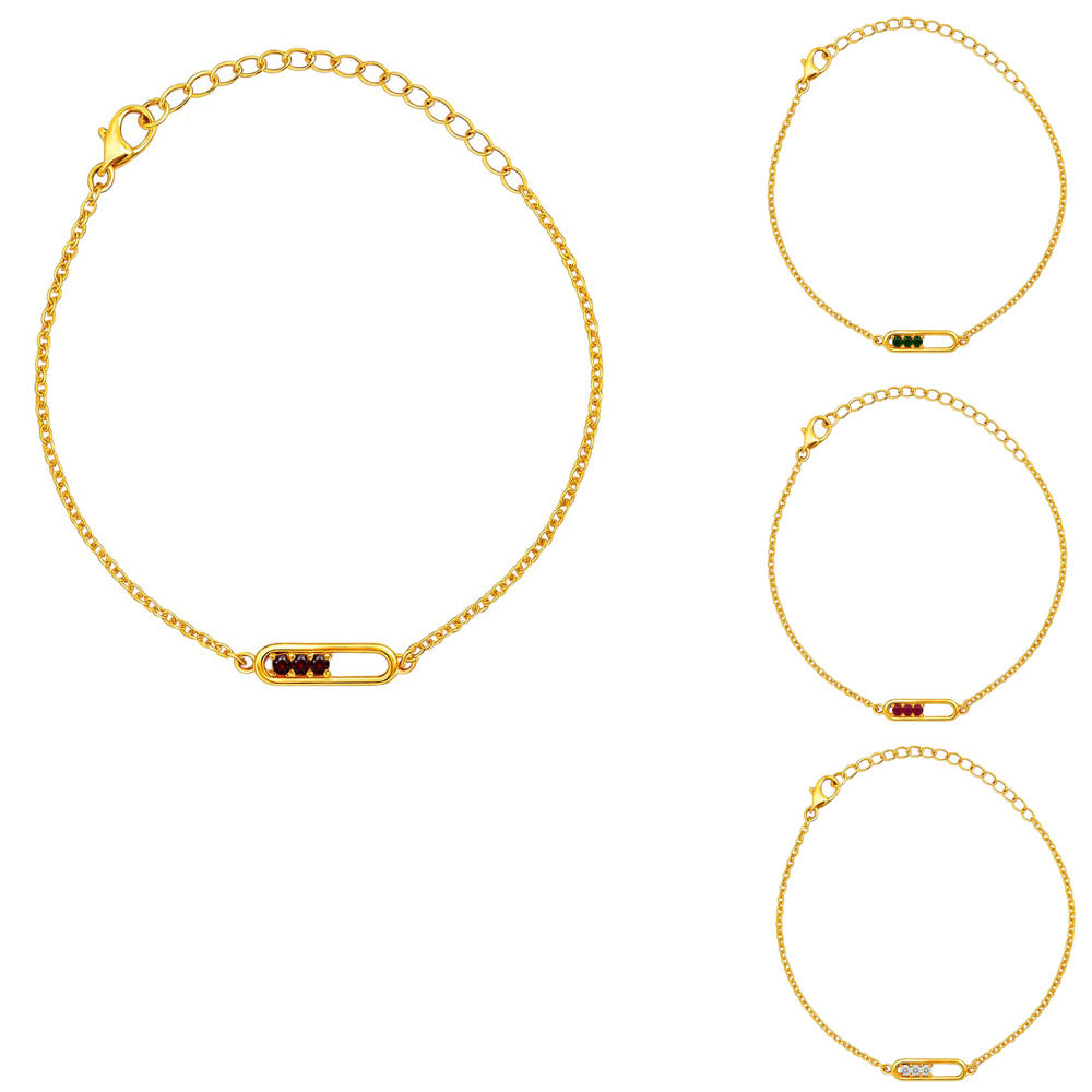 Minimal 18K Gold Plated Gemstone Bar Bracelet – Handmade Jewelry TGB1007 BM-1055