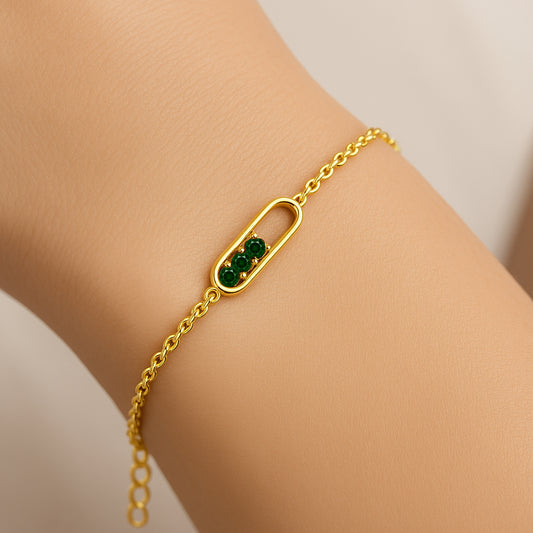 Minimal 18K Gold Over Brass Gemstone Bar Bracelet – Handmade Jewelry TGB1007 BM-1055