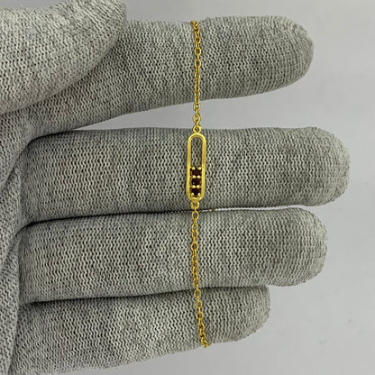 Minimal 18K Gold Plated Gemstone Bar Bracelet – Handmade Jewelry TGB1007 BM-1055