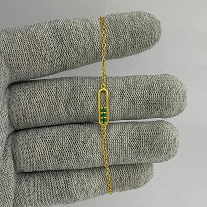 Minimal 18K Gold Plated Gemstone Bar Bracelet – Handmade Jewelry TGB1007 BM-1055