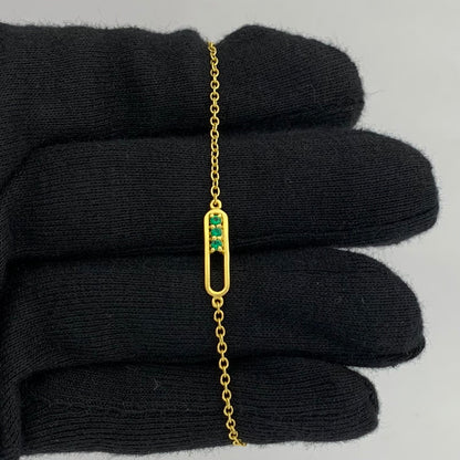 Minimal 18K Gold Plated Gemstone Bar Bracelet – Handmade Jewelry TGB1007 BM-1055