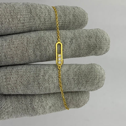 Minimal 18K Gold Plated Gemstone Bar Bracelet – Handmade Jewelry TGB1007 BM-1055
