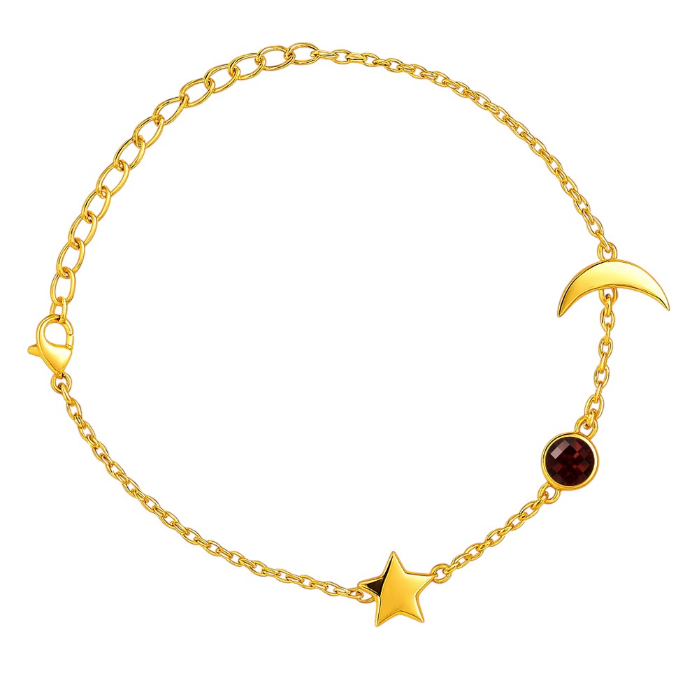 18K Gold Plated Star Moon Colorful Gemstone Bracelet – Desiregem USA TGB1008 BM-1056