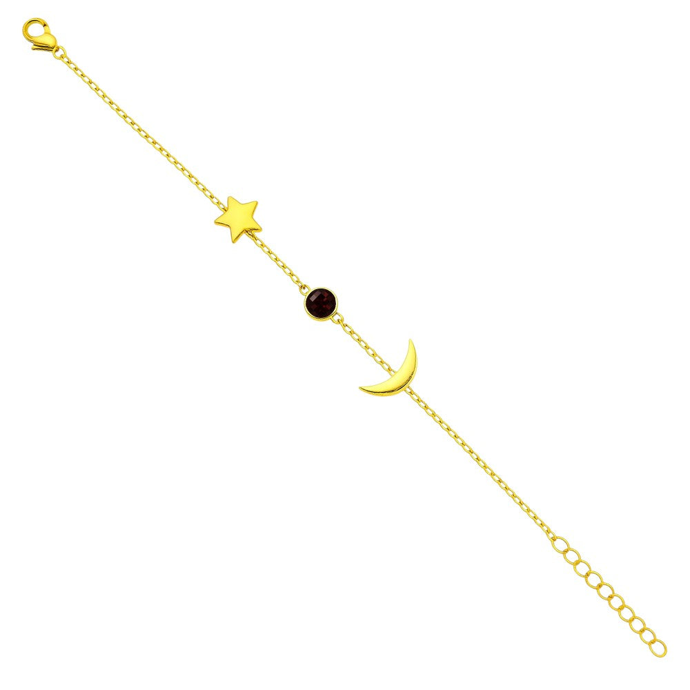 18K Gold Plated Star Moon Colorful Gemstone Bracelet – Desiregem USA TGB1008 BM-1056