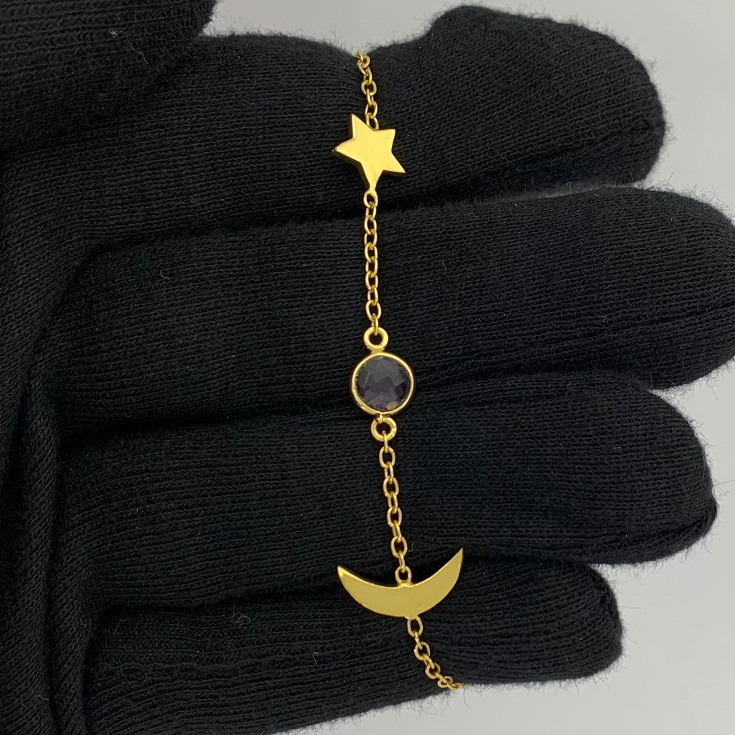 18K Gold Plated Star Moon Colorful Gemstone Bracelet – Desiregem USA TGB1008 BM-1056