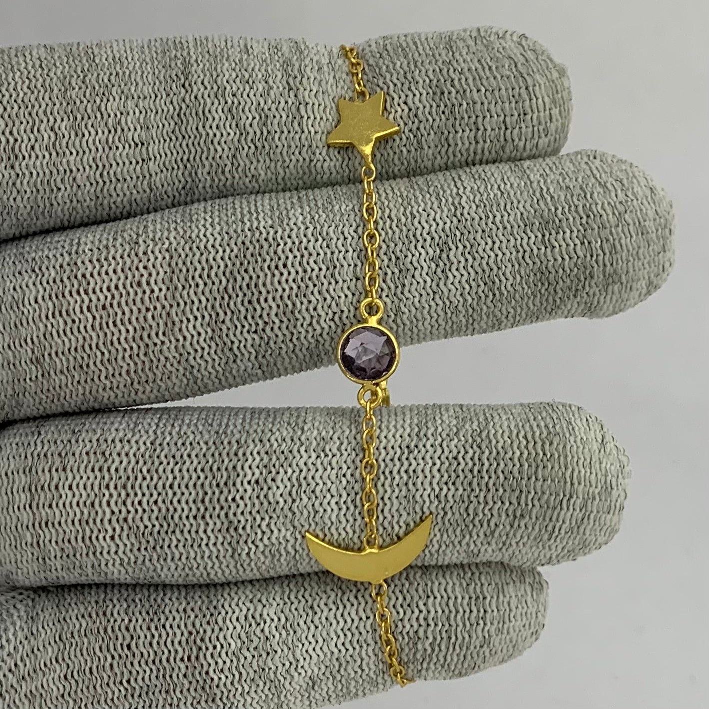 18K Gold Plated Star Moon Colorful Gemstone Bracelet – Desiregem USA TGB1008 BM-1056