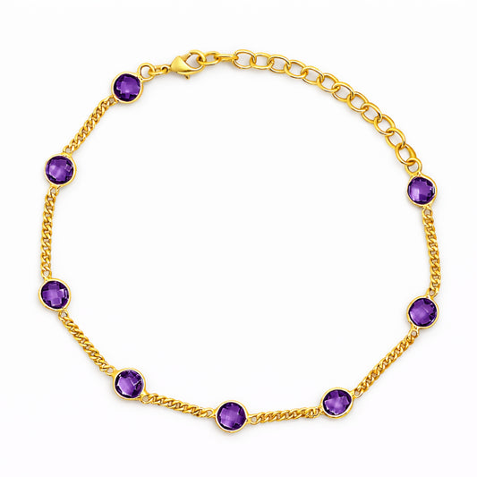 Adjustable Elegant Briolette Stone 18K Gold Plated Chain Bracelet TGB1009