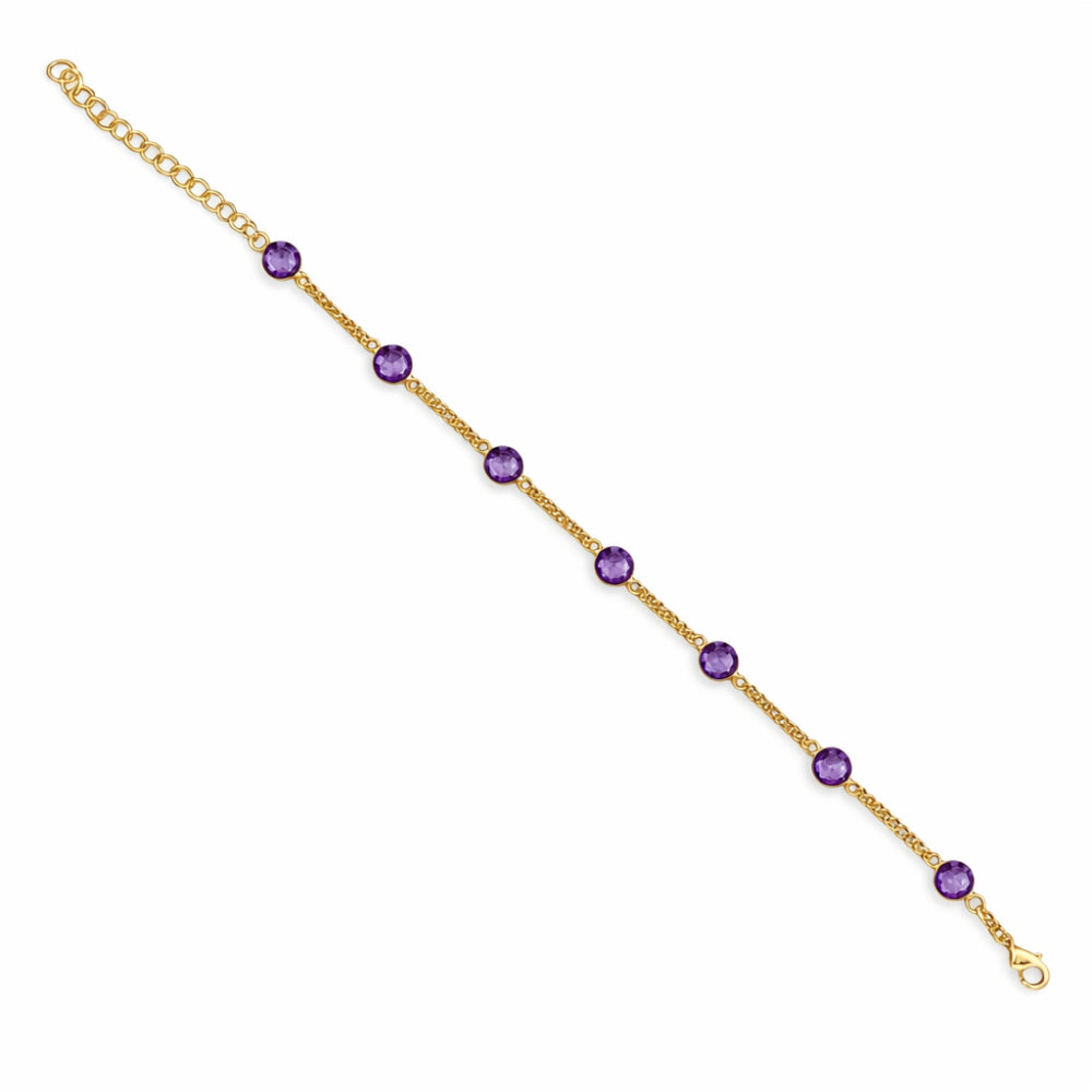 Adjustable Elegant Briolette Stone 18K Gold Plated Chain Bracelet TGB1009