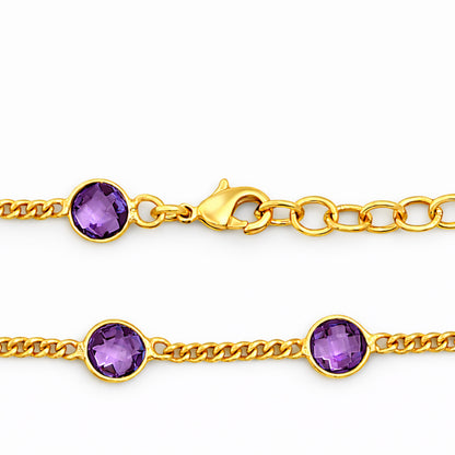 Adjustable Elegant Briolette Stone 18K Gold Plated Chain Bracelet TGB1009