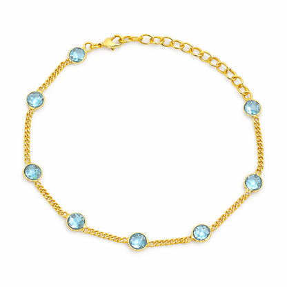 Adjustable Elegant Briolette Stone 18K Gold Plated Chain Bracelet TGB1009