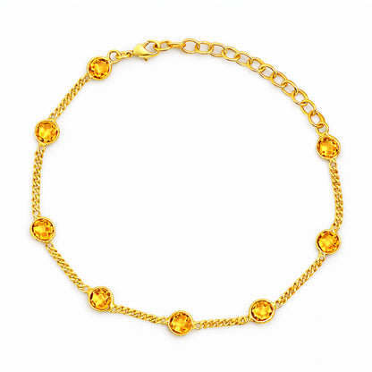 Adjustable Elegant Briolette Stone 18K Gold Plated Chain Bracelet TGB1009