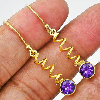 18K Gold Plated Spiral Colorful Gemstone Dangle Earrings – Desiregem TGE1003 EM-1047