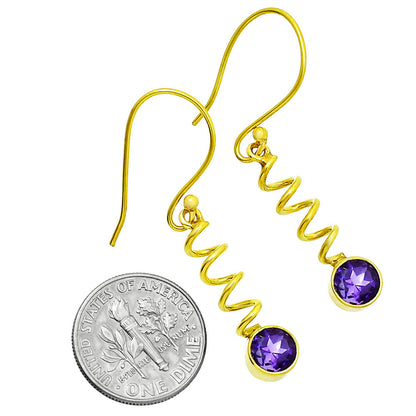 18K Gold Plated Spiral Colorful Gemstone Dangle Earrings – Desiregem TGE1003 EM-1047