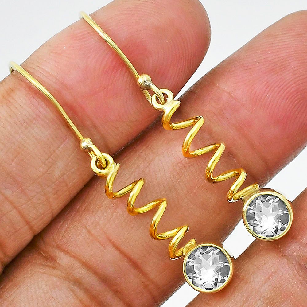 18K Gold Plated Spiral Colorful Gemstone Dangle Earrings – Desiregem TGE1003 EM-1047