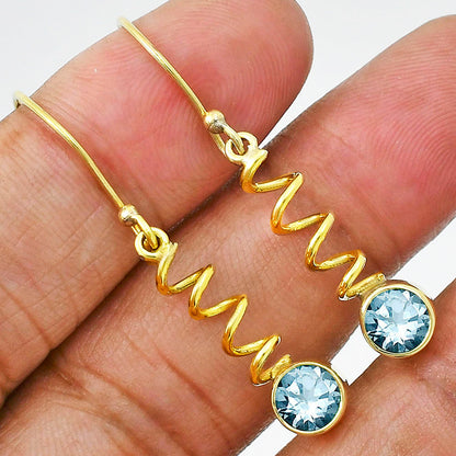 18K Gold Plated Spiral Colorful Gemstone Dangle Earrings – Desiregem TGE1003 EM-1047