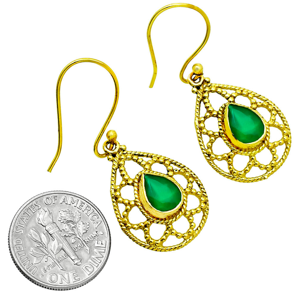Elegant Filigree Teardrop Colorful Gemstone Earrings 18K Gold Plated TGE1004 EM-1251