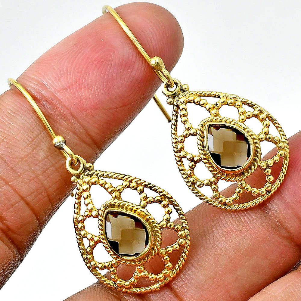 Elegant Filigree Teardrop Colorful Gemstone Earrings 18K Gold Plated TGE1004 EM-1251
