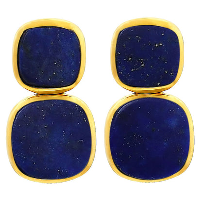 Modern Double Square Colorful Gemstone Earrings in 18K Gold Over Brass TGE1005 EM-1252