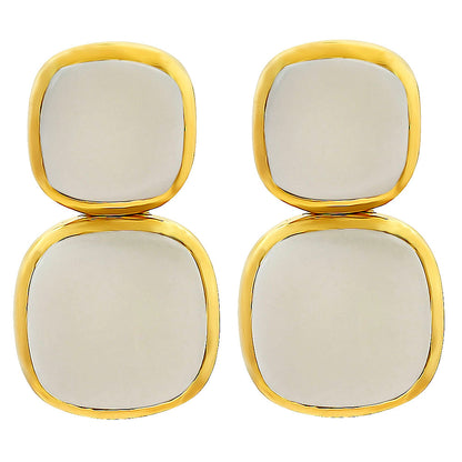 Modern Double Square Colorful Gemstone Earrings in 18K Gold Over Brass TGE1005 EM-1252