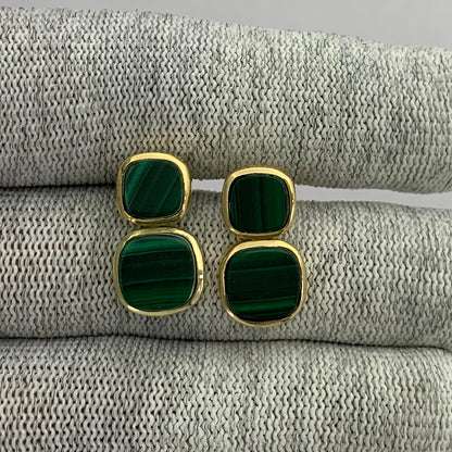 Modern Double Square Colorful Gemstone Earrings in 18K Gold Plated TGE1005 EM-1252