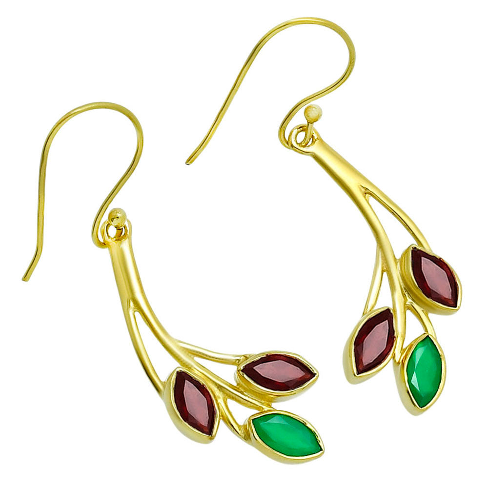 Nature Inspired Leaf Marquise Gemstone Earrings in 18K Gold Plated TGE1006 EM-1253
