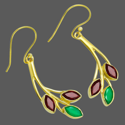 Nature Inspired Leaf Marquise Gemstone Earrings in 18K Gold Plated TGE1006 EM-1253