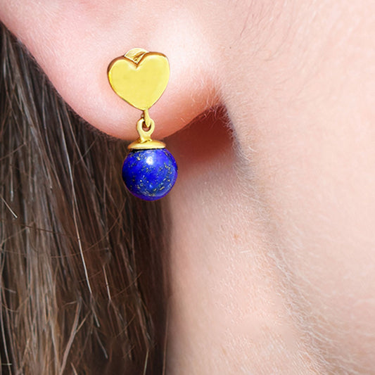 18K Gold Over Brass Heart Top Colorful Gemstone Drop Earrings Jewelry TGE1007 EM-1258