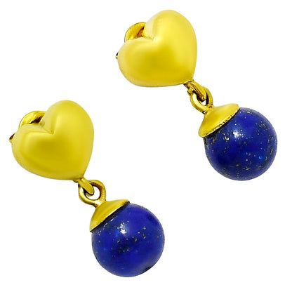 18K Gold Plated Heart Top Colorful Gemstone Drop Earrings Jewelry TGE1007 EM-1258